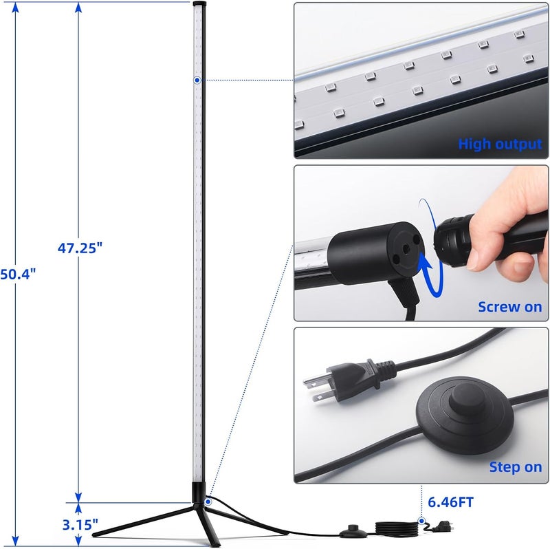 Barrina LED Black Light Bar, Perfect for Party, Halloween T10 Vertical Standing UV Blacklight Fixture, 42W, 385-400nm, 4FT Height with On/Off Switch and Tripod Floor Stand - Image 5
